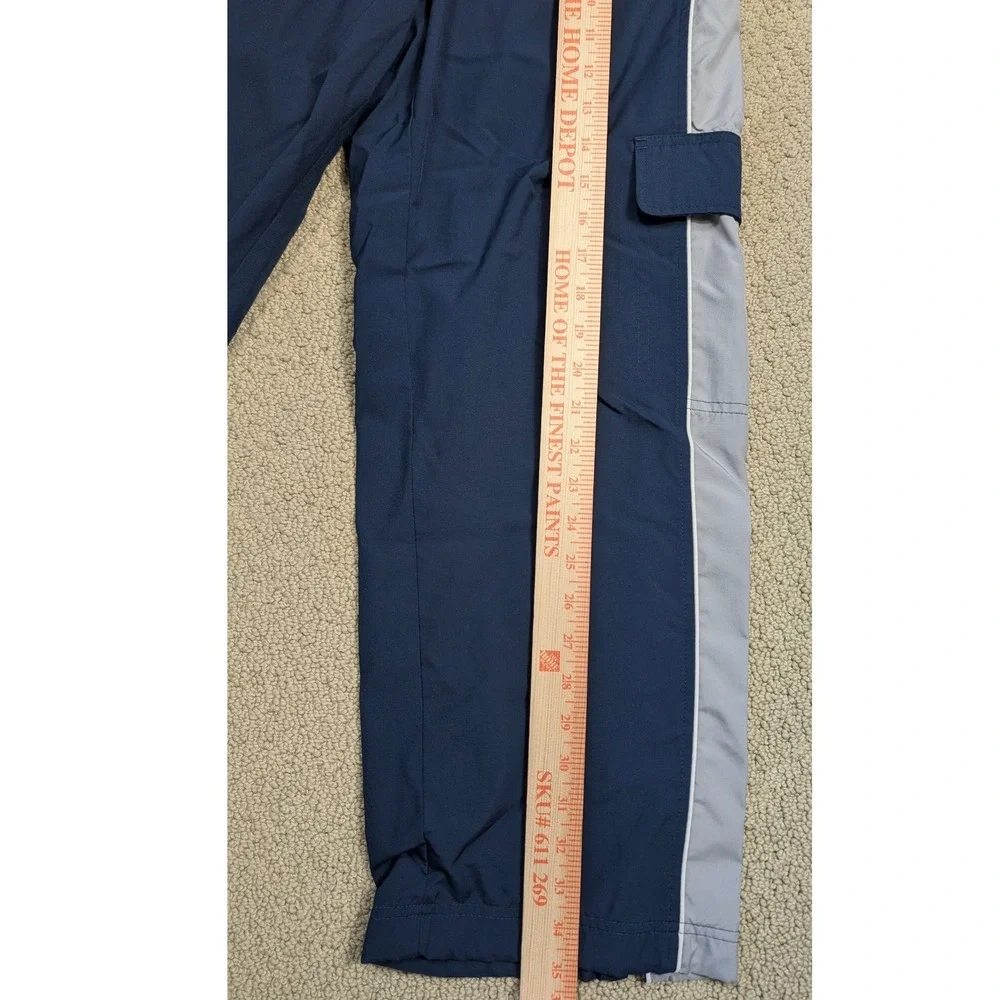 Nike‎ Kids Cargo Pants Lined Blue Gray Logo Pocket Zip Legs Size L 14-16